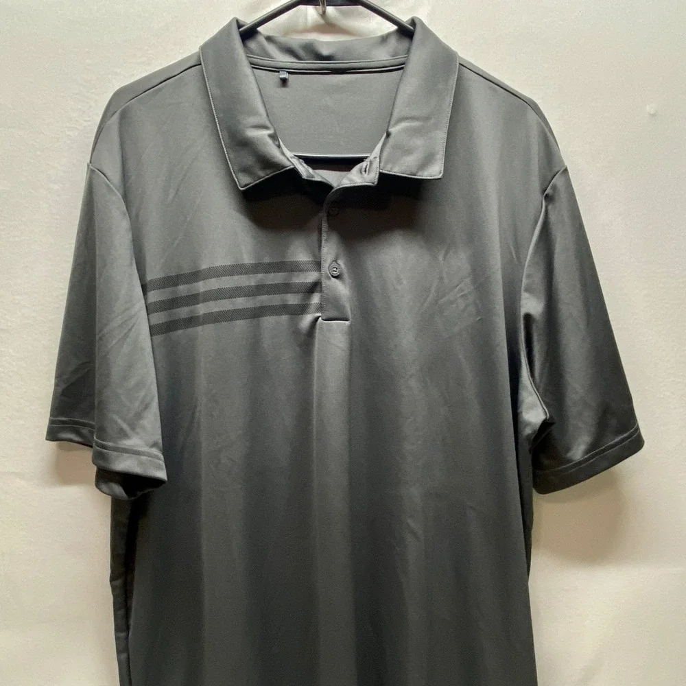 Adidas Polo Shirt Men's XL‎ Gray Short Sleeve Logo Performance Golf Top GUC